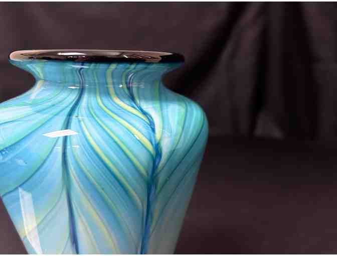 Exquisite Feathered Glass Vase from the Glass Forge