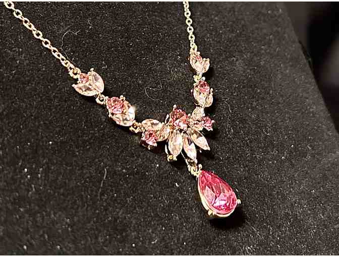 Pink and White Glimmer Stone Necklace and Earring Set