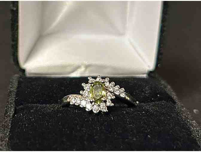 Vintage Peridot and CZ Ring - Size 6.75