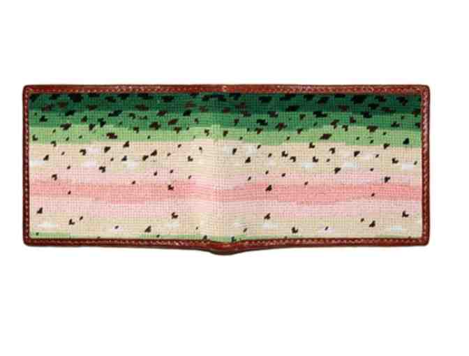 Smathers and Branson Rainbow Trout Skin Needlepoint Bi-Fold Wallet