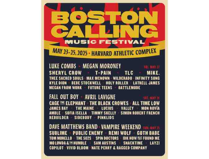 TWO GA tickets to Boston Calling Music Festival | Friday, May 23