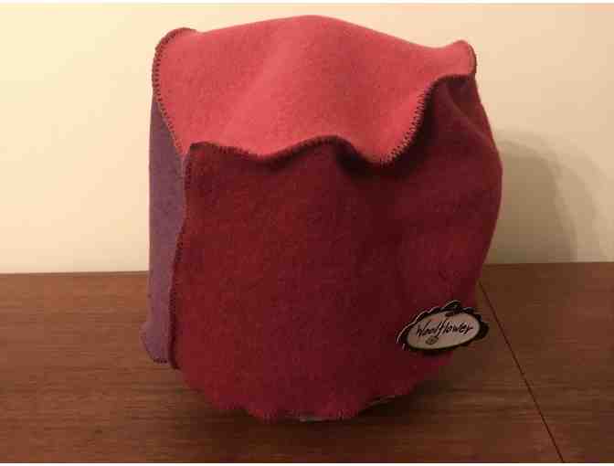 Woolflower Black Flower Fingerless Gloves and Plum-Full Hat