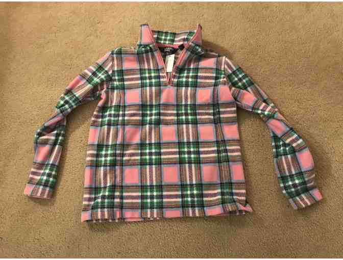 Lands' End Pink Plaid 1/4 Zipper Fleece - Photo 1