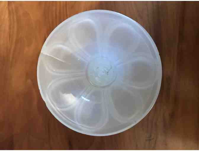 1840s Clambroth Boston & Sandwich Glass Petal & Loop Candlestick