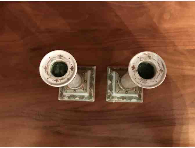 Ceramic Candlesticks with Small Flower Pattern