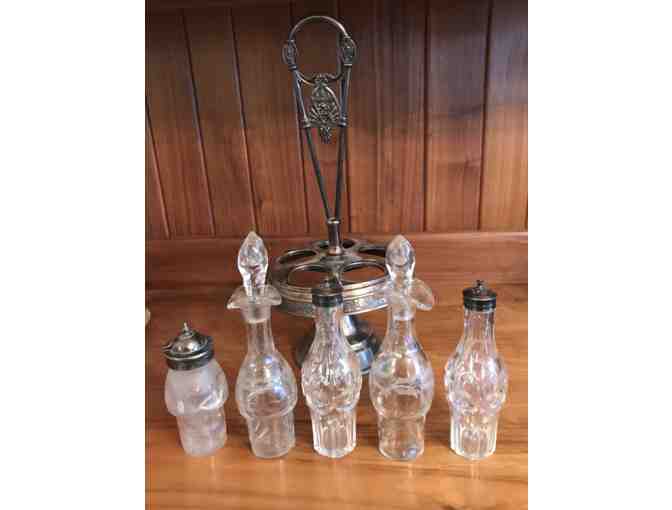 Silverplate Aesthetic Movement Cruet Condiment Holder Lazy Susan