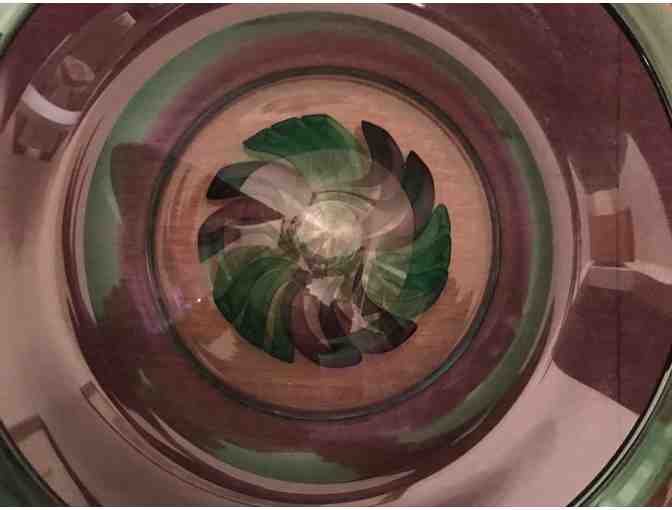 DKH Studio Glass Green Bowl with Raised Center