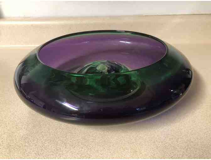 DKH Studio Glass Green Bowl with Raised Center