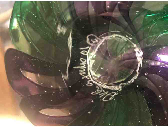 DKH Studio Glass Green Bowl with Raised Center