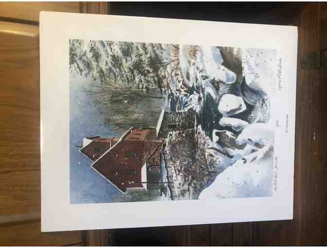 Old Red Mill in Jericho, Vermont - Print of Original Lydia Wisloski Watercolor Painting