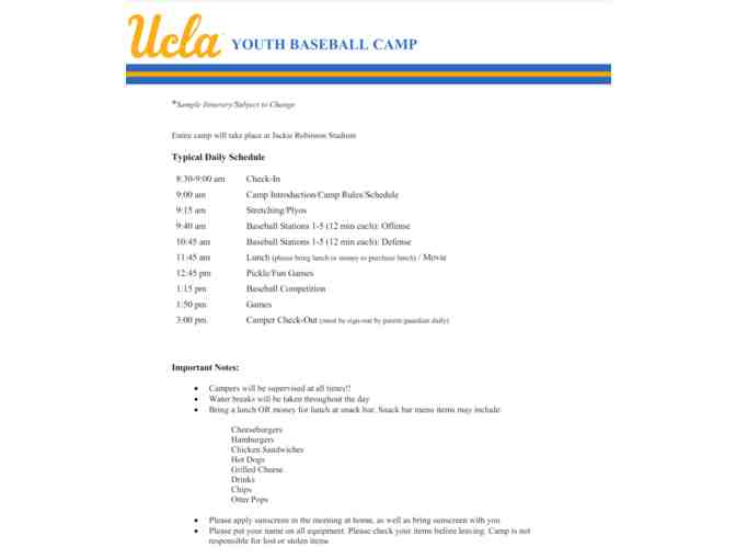 One Week of UCLA 2025 Summer Baseball Camp