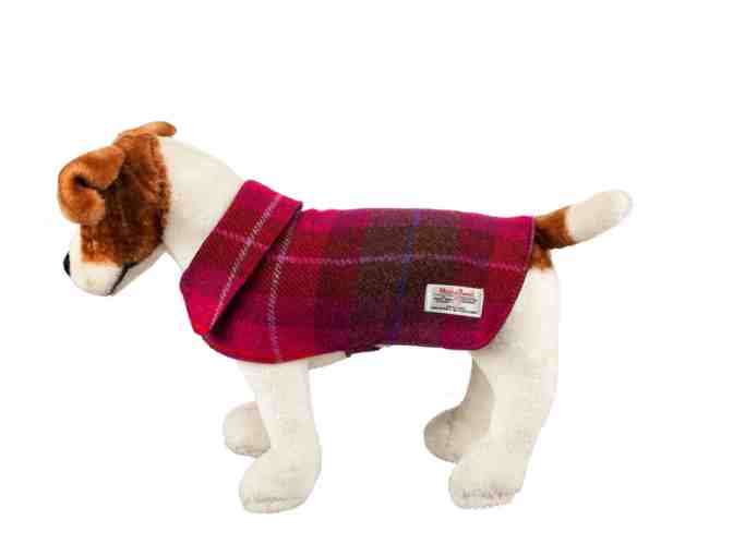 Harris Tweed Dog Coat in Cerise Tartan Red