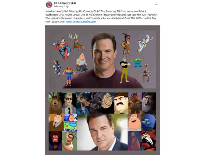 Two Free Admission to any comedy show at JR's Comedy Club (Ventura or Simi Valley)