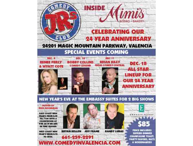 Two Free Admission to any comedy show at JR's Comedy Club (Ventura or Simi Valley)