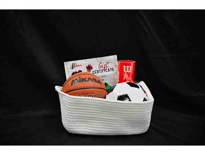 Get those kiddos active! I9 Sports Gift Certificate and Basket full of sports gear!