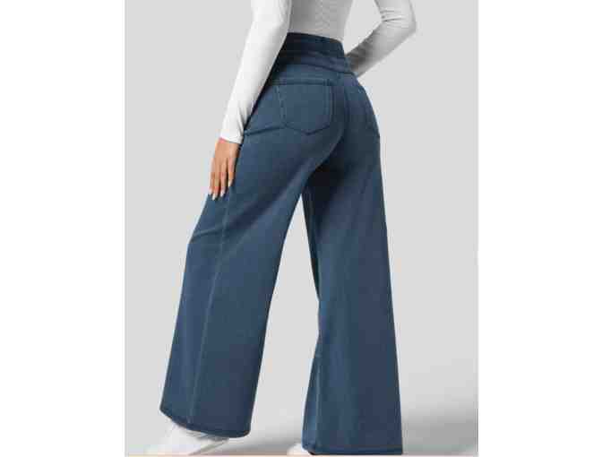 Halara Flex High Waisted Wide Leg Loose Stretchy Knit Work Jeans M(8/10) - Photo 2
