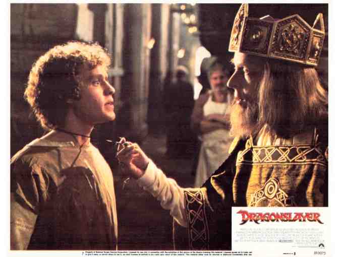 DRAGONSLAYER, 1981, lobby cards, Peter MacNicol, Caitlin Clarke