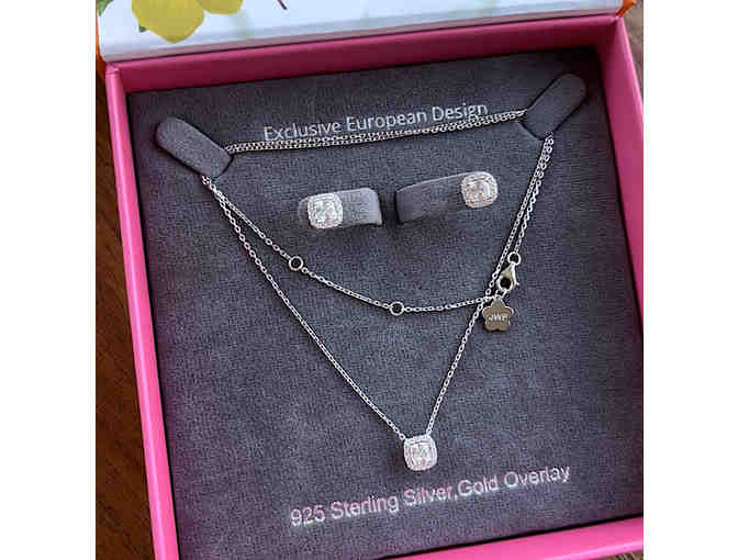 MODERN CLASSIC Necklace & Earrings Set in White Gold
