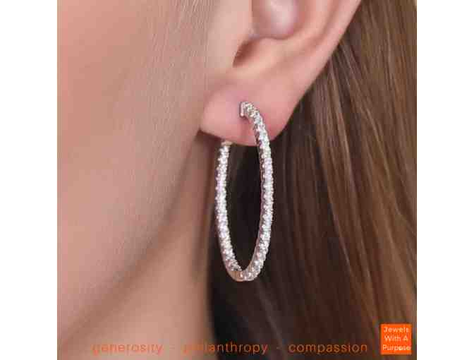 DAZZLE ALL DAY 1.5' Hoop Earrings in White Gold