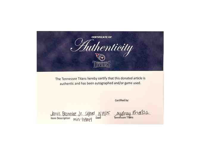 TN Titans Jarvis Brownlee Jr. Autographed Mini-Helmet