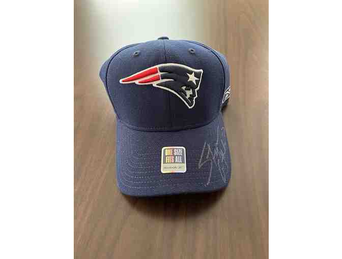 BUNDLE: Rodney Harrison Football and Stephen Gostkowski Blue Baseball Hat