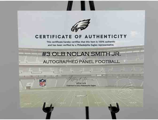 Eagles Autographed Panel Football #3 OLB Nolan Smith Jr.