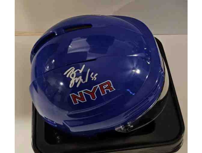 NY Rangers Ryan Lindgren Signed Mini Helmet & 16x20 Framed Photo John Moore