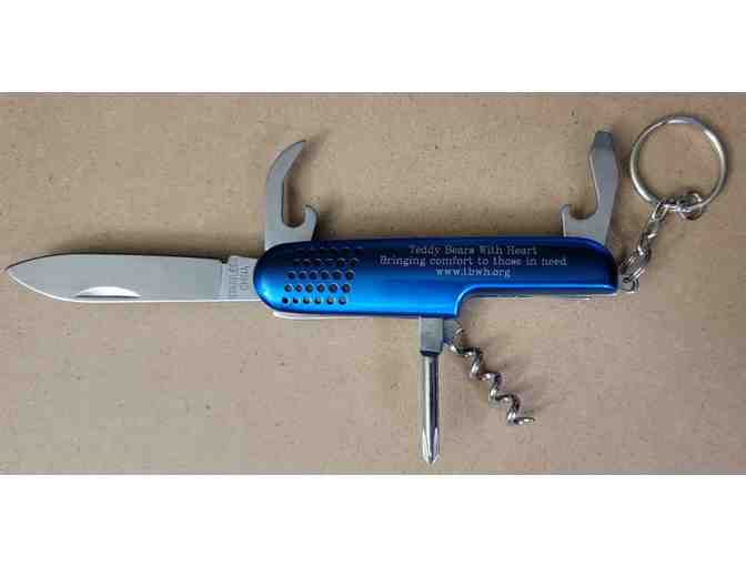 #9 Teddy Bears with Heart Engraved Pocketknife - Blue Multi-Tool