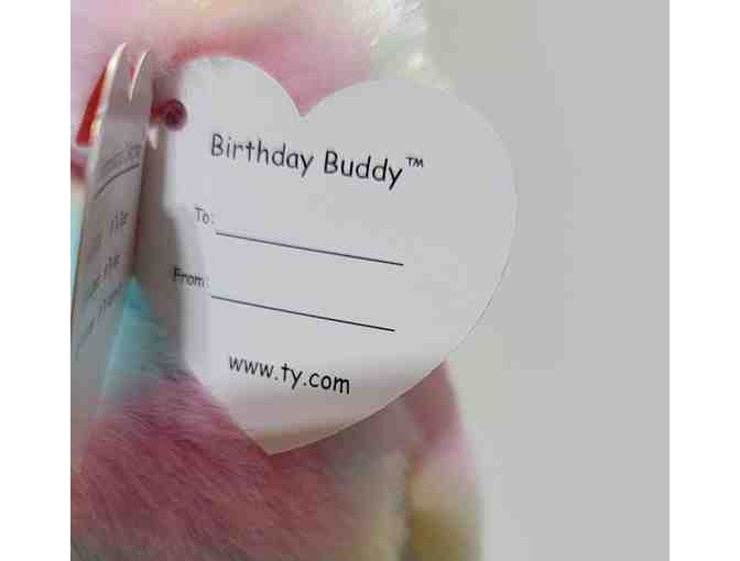 #0 Ty Birthday Buddy Beanie Bear Rainbow Plush with Original Tags