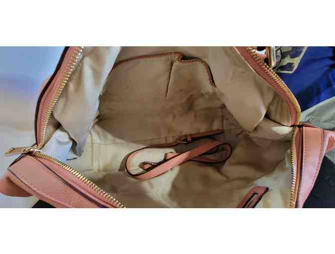 Ora Delphine Handbag Top Handle Pink Leather Zip Close 16x10x5 - Used