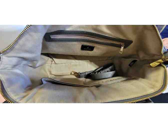 Ora Delphine Handbag Top Handle Grey Leather Zip Close 14x8x5 - Used