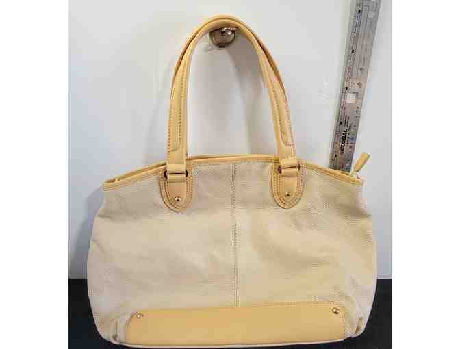 Ora Delphine Handbag Top Handle Tan Leather Zip Close 14x8x5 - Used