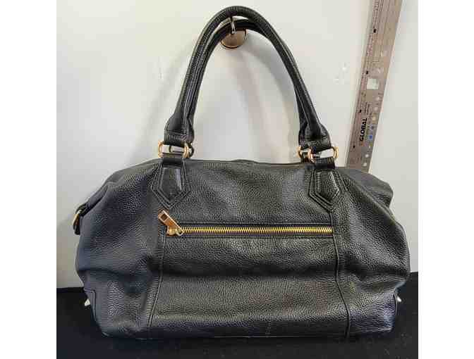 #4 Ora Delphine Black Leather Top Handle Handbag 15x8x5 - Classic Style