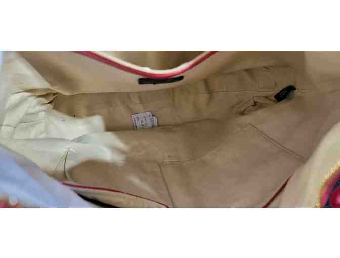 Ora Delphine Handbag Top Handle Red Leather Zip Close 14x13x5 - Used