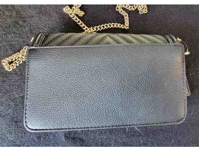 Victoria's Secret Pebbled V-Quilt Bond Street London Black Gold Chain Shoulder Bag