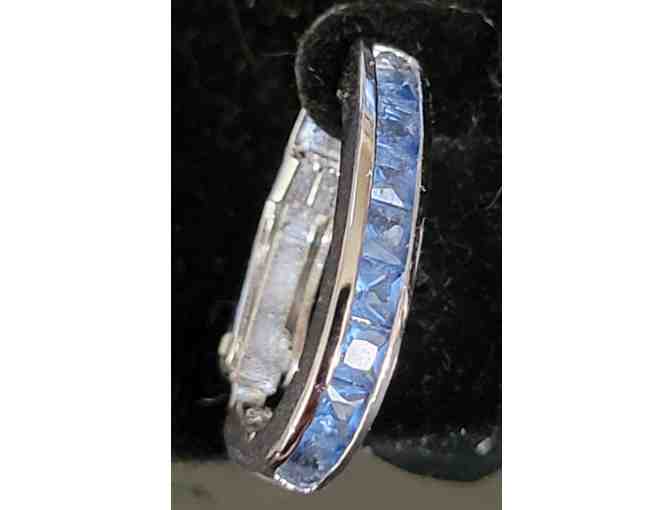 Sterling Silver Earrings Sapphire-Tone Elegance Brand New