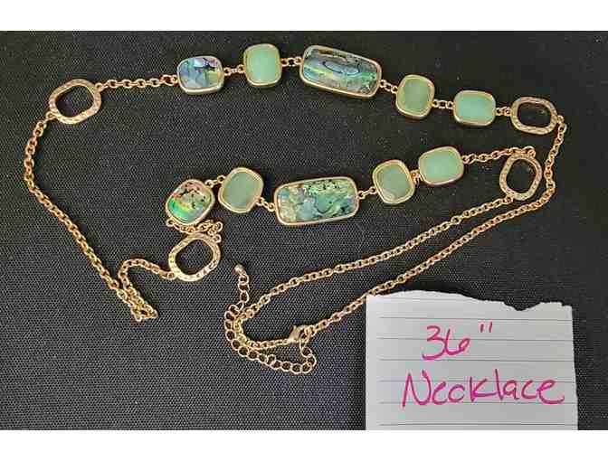 Goldtone Metal Rainbow Iridescent Rhinestones Necklace Classy Statement piece 36 inches