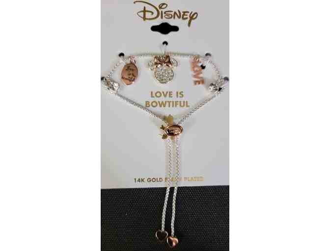 Disney 14k Gold Flash Plated Bracelet Love is Bowtiful - New