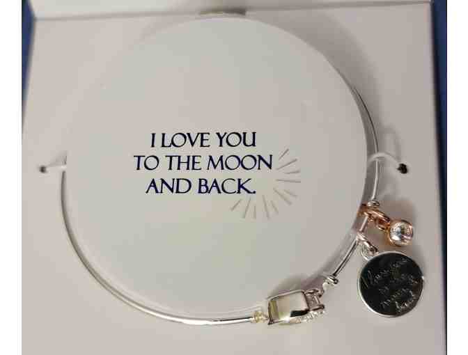 Love This Life Love You to the Moon and Back Enamel Heart Bangle Bracelet - New
