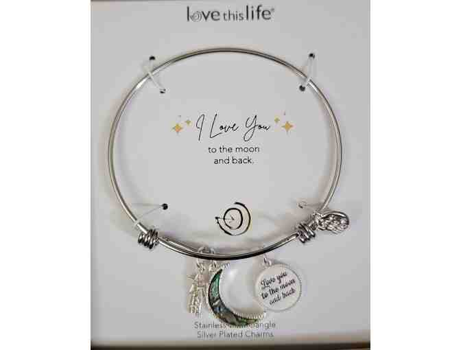 Love You To the Moon & Back Abalone Inlay Moon & Crystal Shooting Star Bracelet New