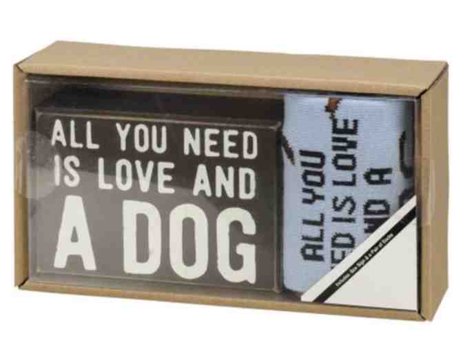 All You Need is Love and a Dog box sign and sock set - Photo 1