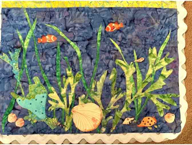 Incredible appliqued and embellished Shell Life Quilted Wallhanging