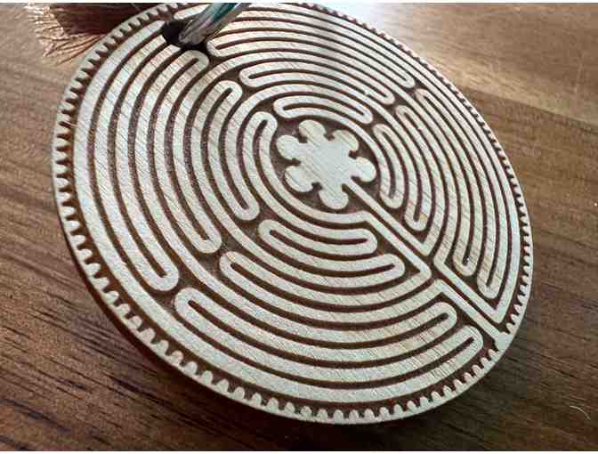 Wooden Chartres Labyrinth Keychain