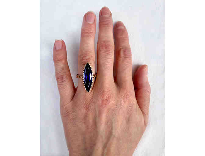 14K gold ring with large faceted amethyst