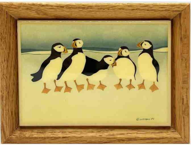 Charming Puffin Ceramic Tile by W Morgan, 1984 - Photo 1